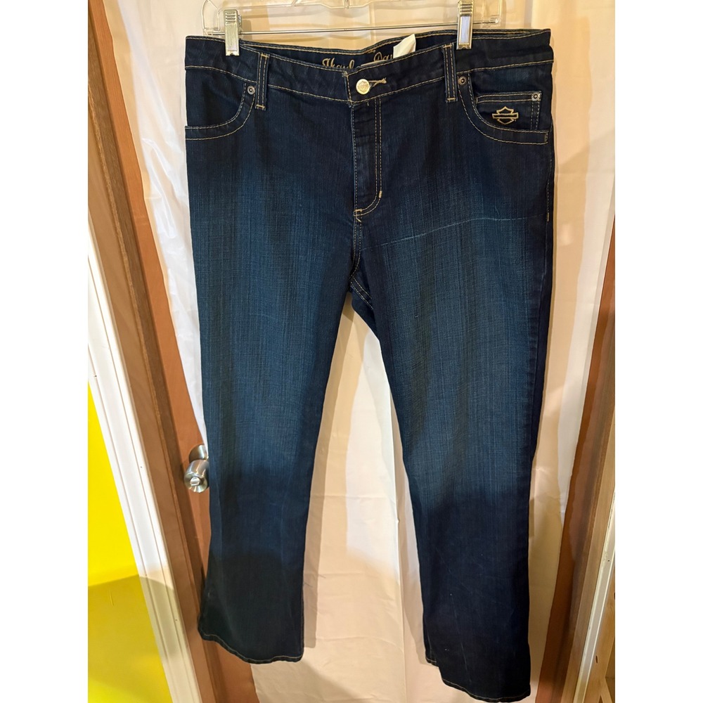 Harley-Davidson Womens Jeans Size 14 Dark Wash Bootcut Denim Biker Motorcycle